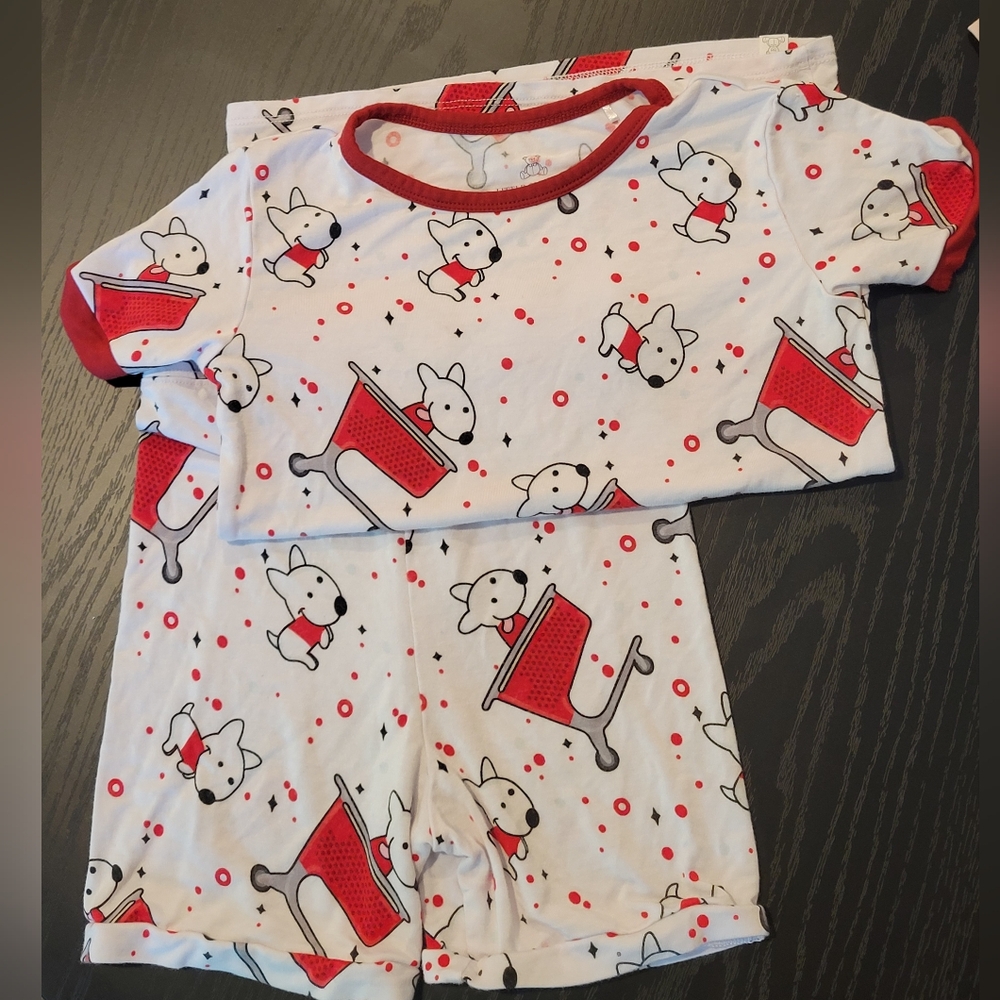 Kids Pajama Set with Red and White Dog Print